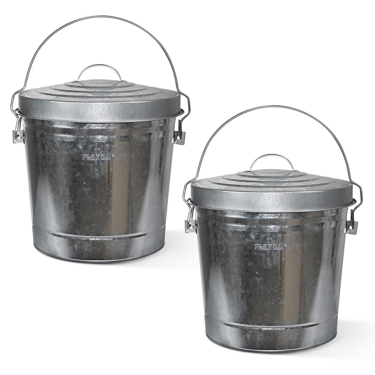 Plexon 6 Gallon Small Metal Trash Can with Locking Lid Galvanized Metal Bucket with Lid for Poultry