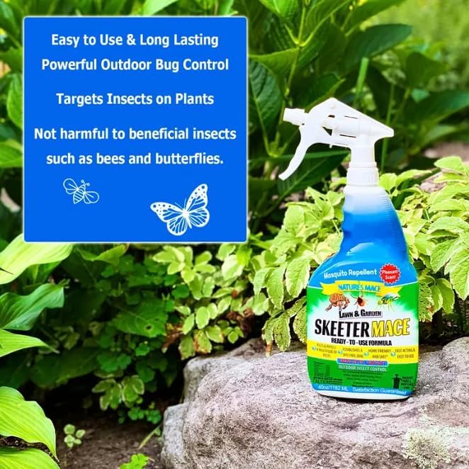 Nature’s MACE Outdoor Pest Repellent Spray – Kills & Repels Multiple Insect Types – Treats Lawns