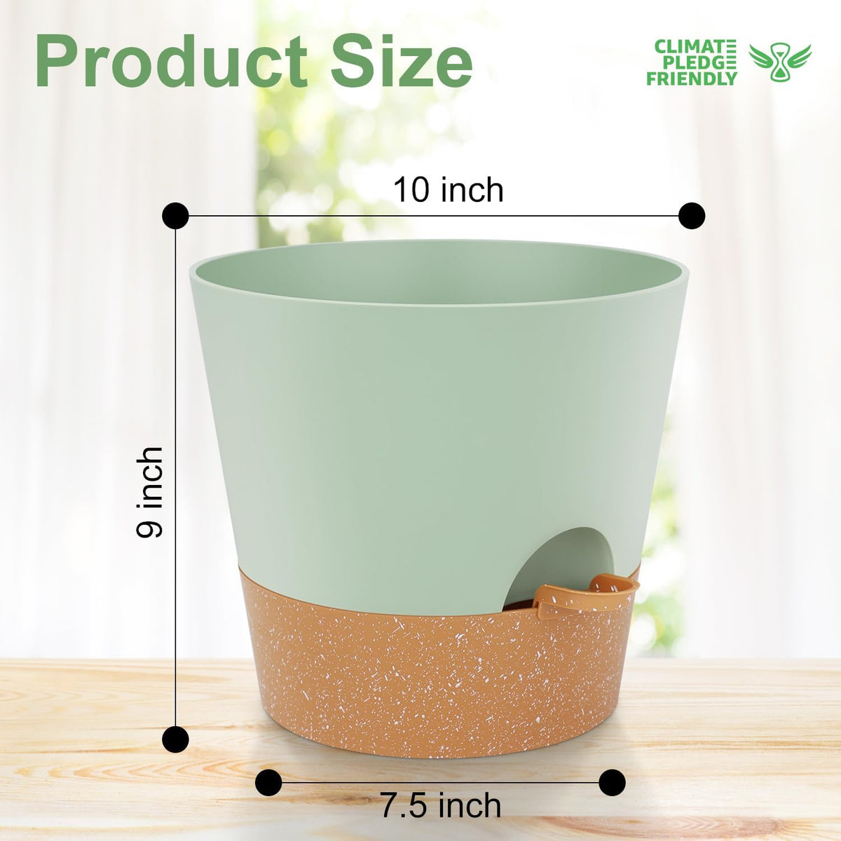 10-Inch Plant Pots, Self-Watering Planters with Drainage Holes & Saucers for Indoor and Outdoor