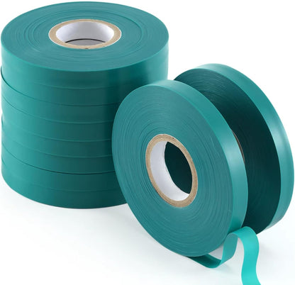 10 Pcs 150 Feet x 1/2" Wide Stretch Tie Tape Green Plant Garden Tie, Garden Vinyl Stake for