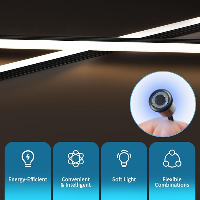 Art3d LED Recessed Lighting Kit - 6pcs Self-adhesive White LED Light with Smart Switch, 3000k
