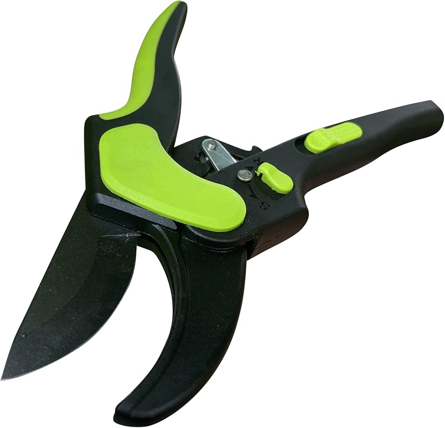 Garden Guru 2 in 1 Ratchet Pruning Shears Clippers – 4X Cutting Power – Ratcheting Garden Anvil