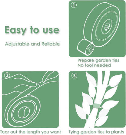 Garden Tie Green Strap Plant Supports Gentle on Plants Pre-Cut Design Tearable Reusable Sturdy