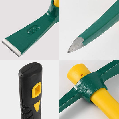 JEUIHAU 15 Inches Pick Mattock Hoe, Forged Adze Hoe with Plastic Coated Fiberglass Handle, 1.5 Lb