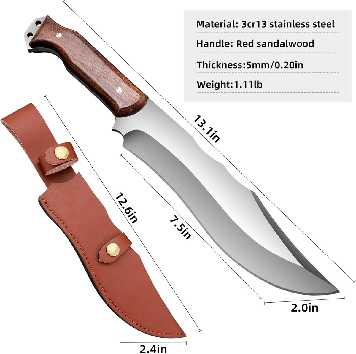 Outdoor Short Machete with Sheath for Cutting Trees, for Yard Work and for urvival Machete Ideal