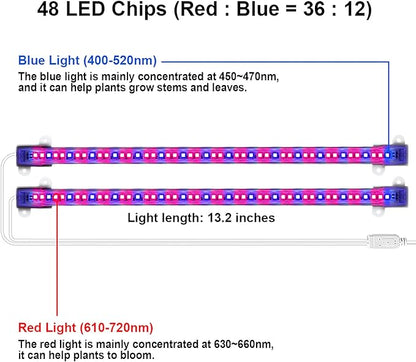 Mosthink LED Grow Light for Indoor Plants, 20W Grow Light Strips with Auto On/Off Timer, 48 LEDs /4