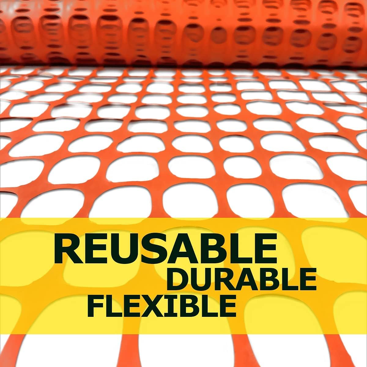 Ashman Plastic Mesh Fence, 4'x50' Feet, 1 Roll, Orange, Construction Barrier Netting, Garden