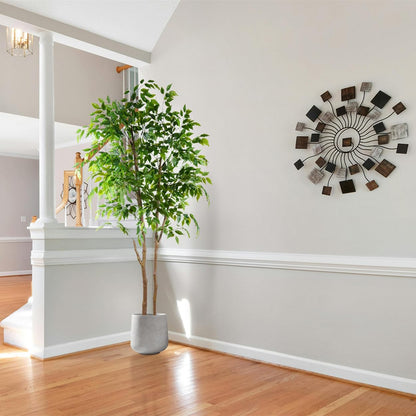 Artificial Ficus Tree, 6ft Tall Fake Ficus Tree with Basket, Faux Plant for Indoor Outdoor Home