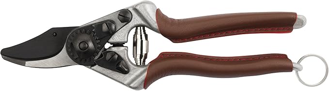 FELCO 6 ELITE Pruning Shears – 7.7" Swiss-Made Garden Clippers with Leather-Wrapped Handle for