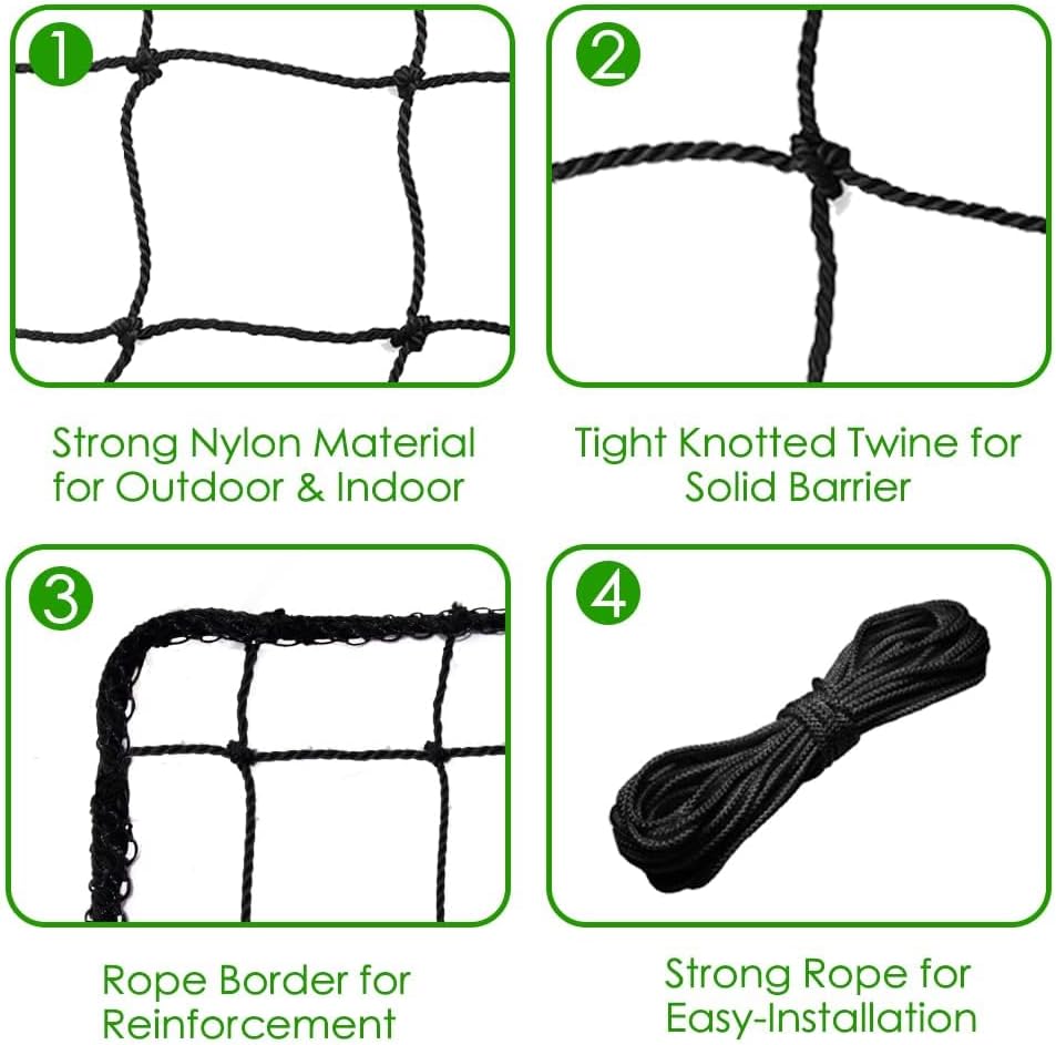 Baseball Softball Backstop Nets, Heavy Duty Sports Netting Barrier #18 Baseball Netting