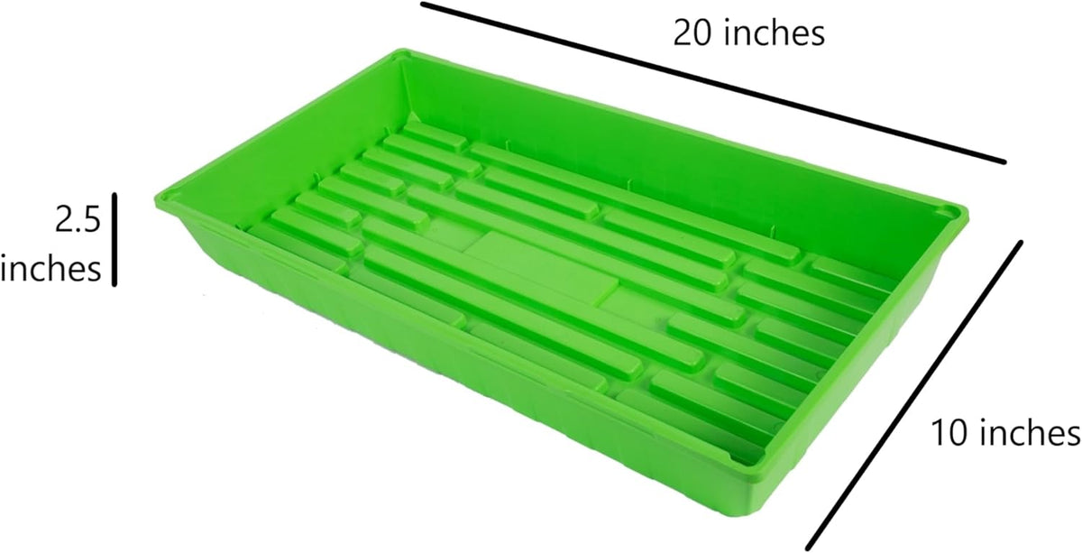 SUNPACK 10" x 20" Mega Plastic Seed Starting Tray, Green, 2.5" - No Drainage Holes, Ideal for