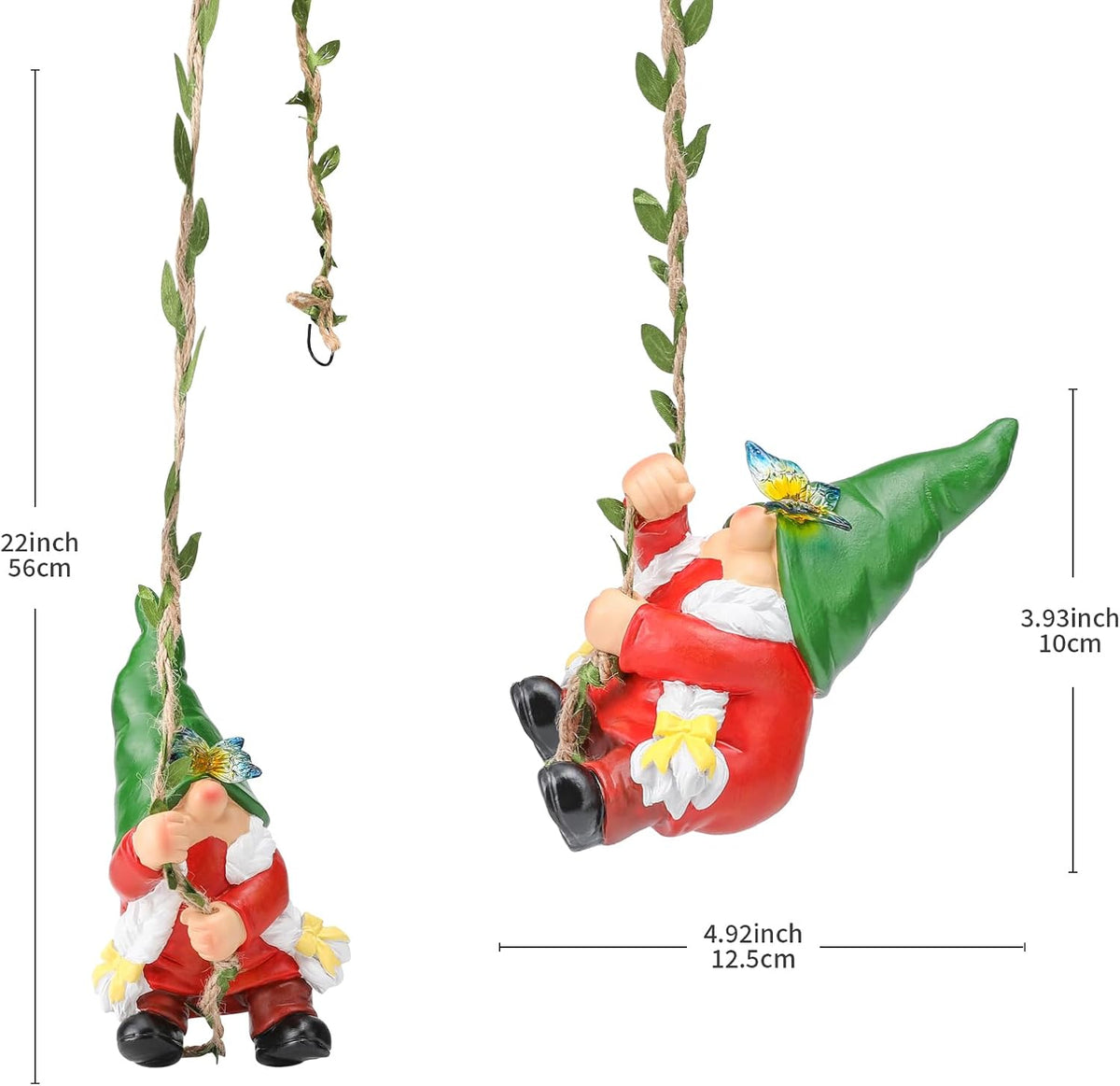 Hanging Gnome Garden Statue Climbing Garden Gnomes Lady with Butterfly Decoration Tree Hugger for