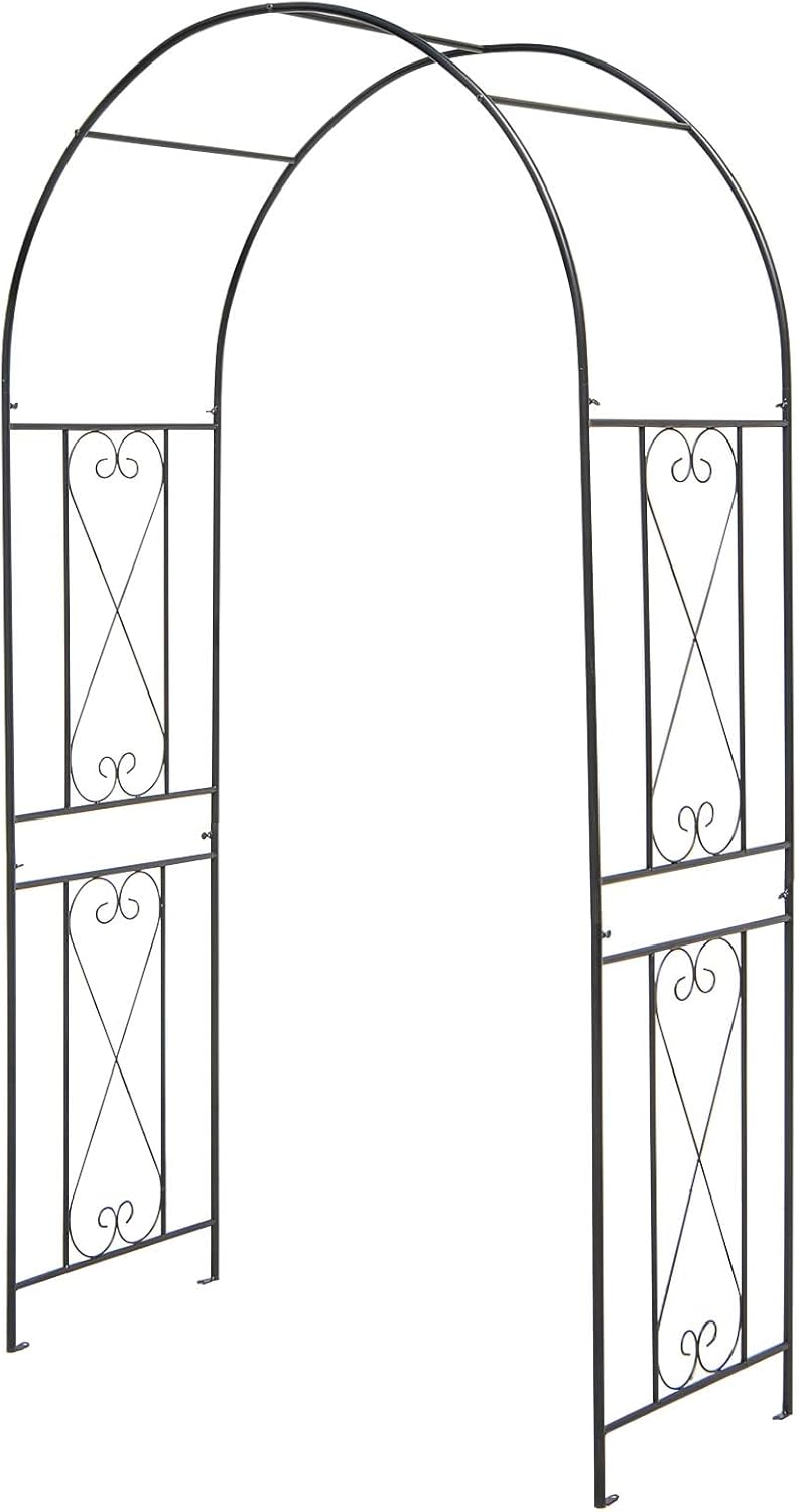 Giantex Garden Arch Trellis - 7.2FT Metal Arbor for Garden Entryway Climbing Plants Rose, 4 Stakes