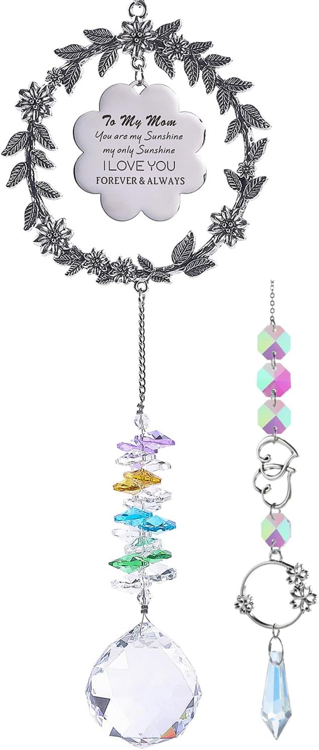 Gifts for Mom, I Love You Sun Catcher for Mother Birthday, Mother's Day Crystal Suncatcher for