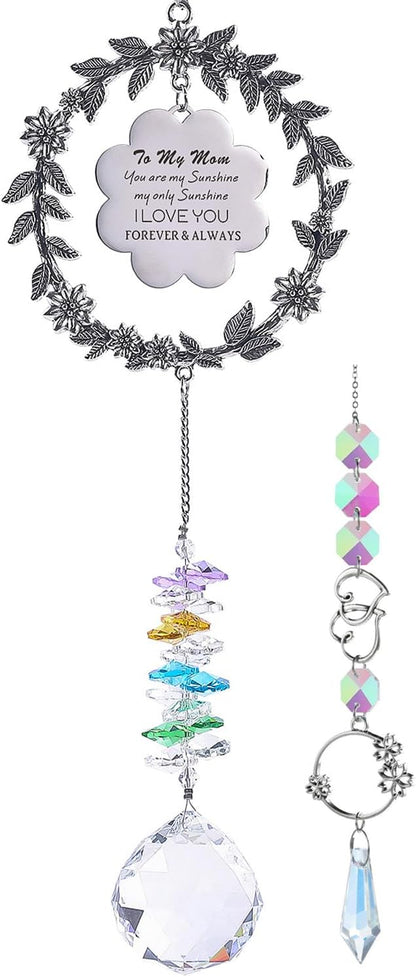 Gifts for Mom, I Love You Sun Catcher for Mother Birthday, Mother's Day Crystal Suncatcher for