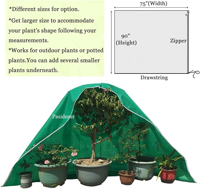 Plant Covers Freeze Protection 2 Packs 90"X75" 2.2oz Tree Covers Frost Plant Covers Freeze Cloth