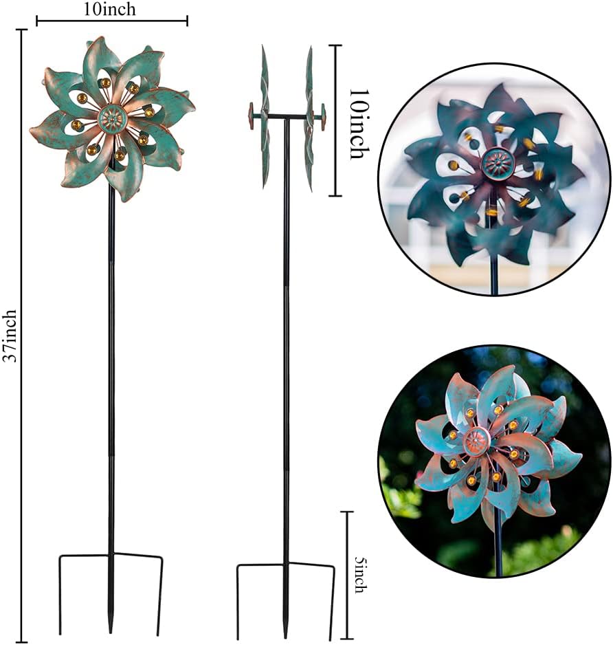 VEWOGARDEN Garden Decor Wind Spinners, Small Waterproof Metal Pinwheels Wind Spinner for Yard and