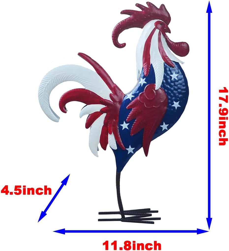 Rooster Statue Creative Chicken Animal Sculpture Garden Decoration Metal Yard Art for Patio Lawn