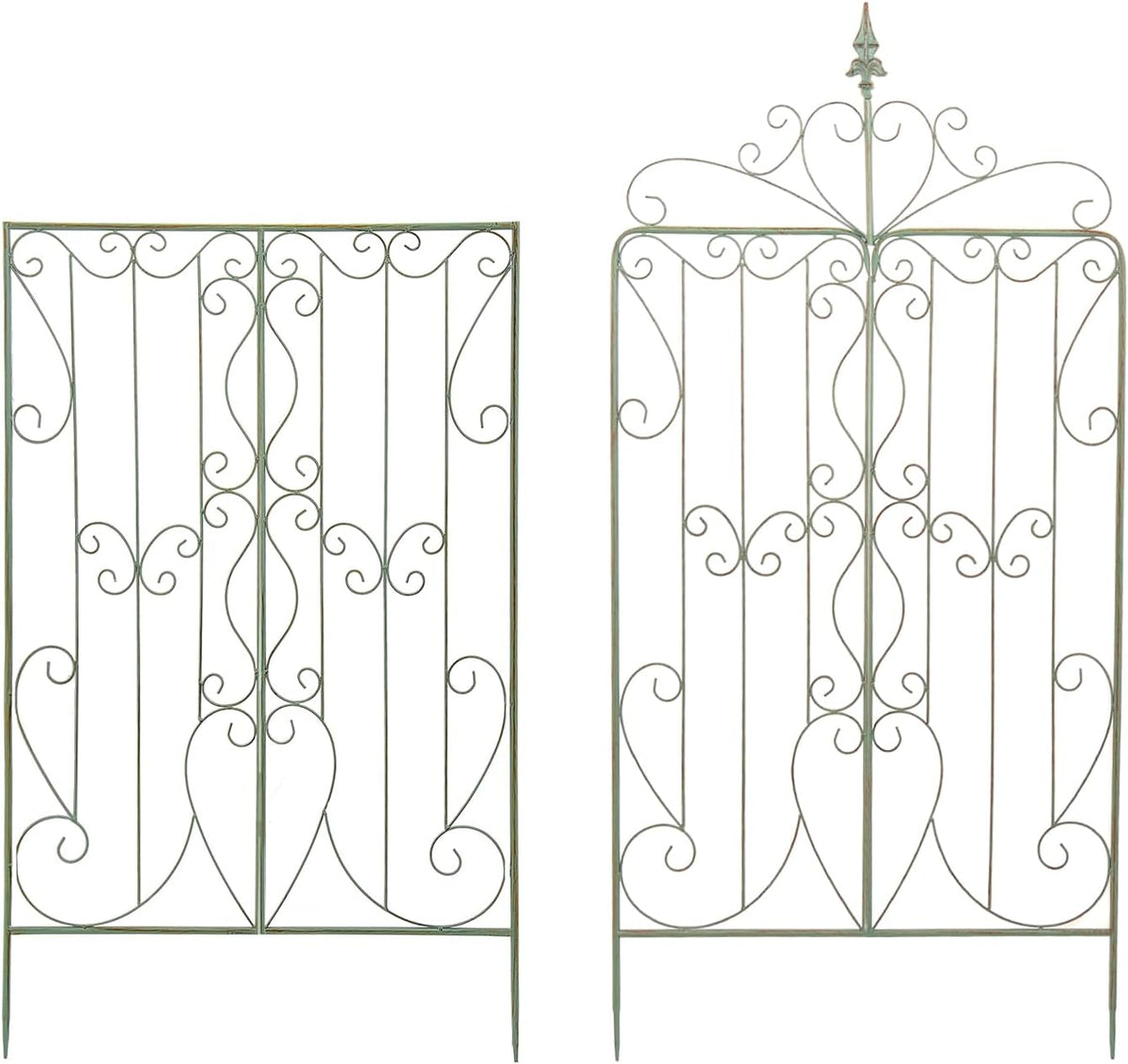 Sungmor 2 Pack Large Garden Trellis for Climbing Plants, 92.5 Inch Tall Rustic Green Garden Metal