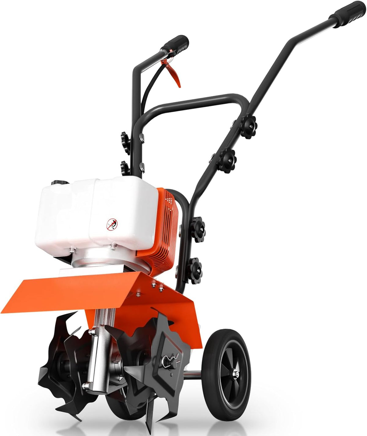 62cc Gas Tiller Cultivator, 10-Inch 2-Cycle Gas Powered Garden Tiller for Heavy Duty Soil
