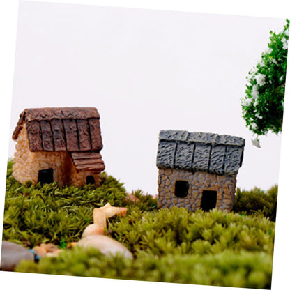 Fairy Garden Mini House Accessories, Miniature Village Hut Figurine Cottage, DIY Micro Landscape