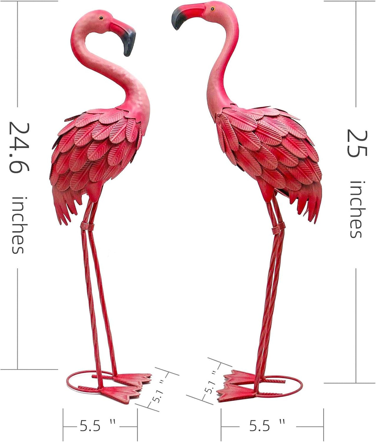 YOUKI Metal Yard Art Flamingo Decor Pink Flamingos for Yard Garden Statues Red Flamingo Yard Art