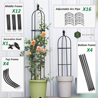 GardenPal Rustproof Metal Pipe Garden Obelisk Trellis, Tomato Cage and Plant Support for Climbing