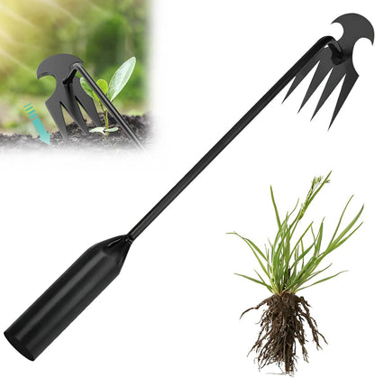 Weed Puller Tool Garden Weed Pulling Tool,Portable Garden Weeding Tool,4 Teeth Manganese Steel