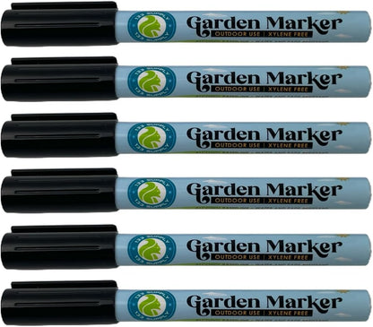6 Pack Garden Marker Pen Permanent Markers Black (UV Fade Resistant Marker Pens for Plant Markers