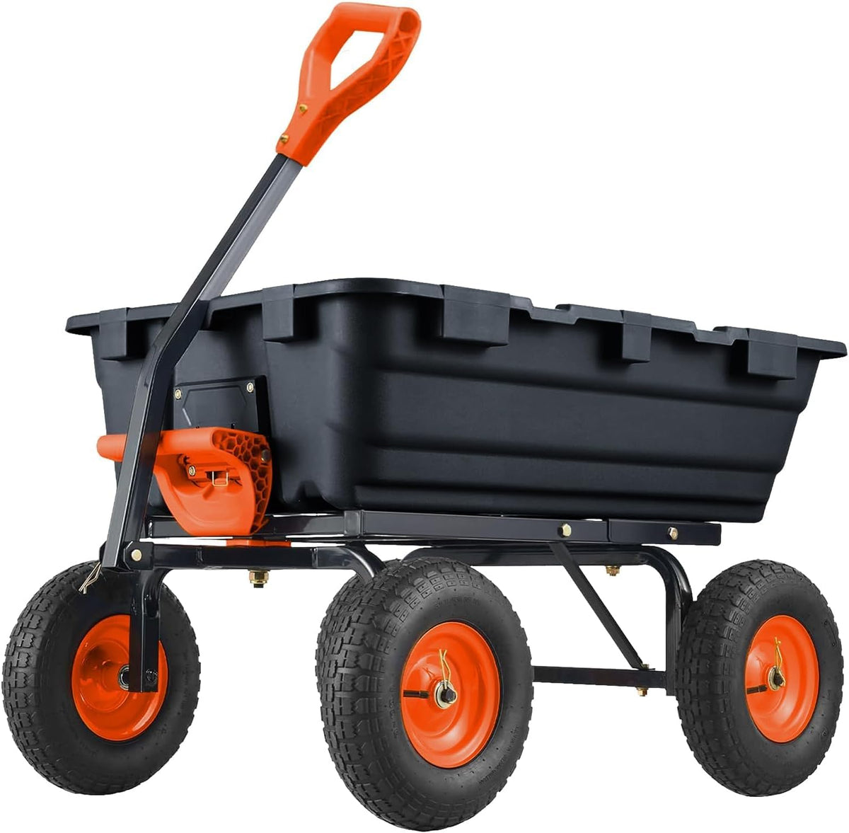 800Lb Heavy-Duty Poly Dump Garden Cart with Steel Frame, Utility Wagon with 10" Tires & Quick-Tilt