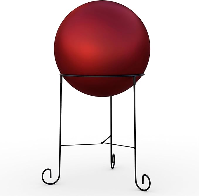 Lulu Decor, Matt Red Stainless Steel Gazing Mirror Ball Size 12 with Stand
