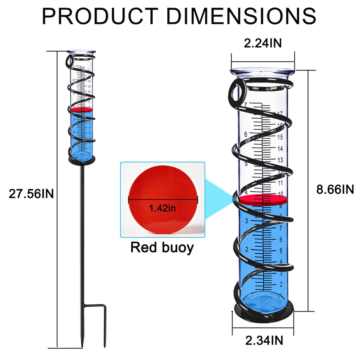 Rain Gauge, Rain Gauge Outdoor, Rain Gauges Outdoors Best Rated for Yard with Stake, Rain Water