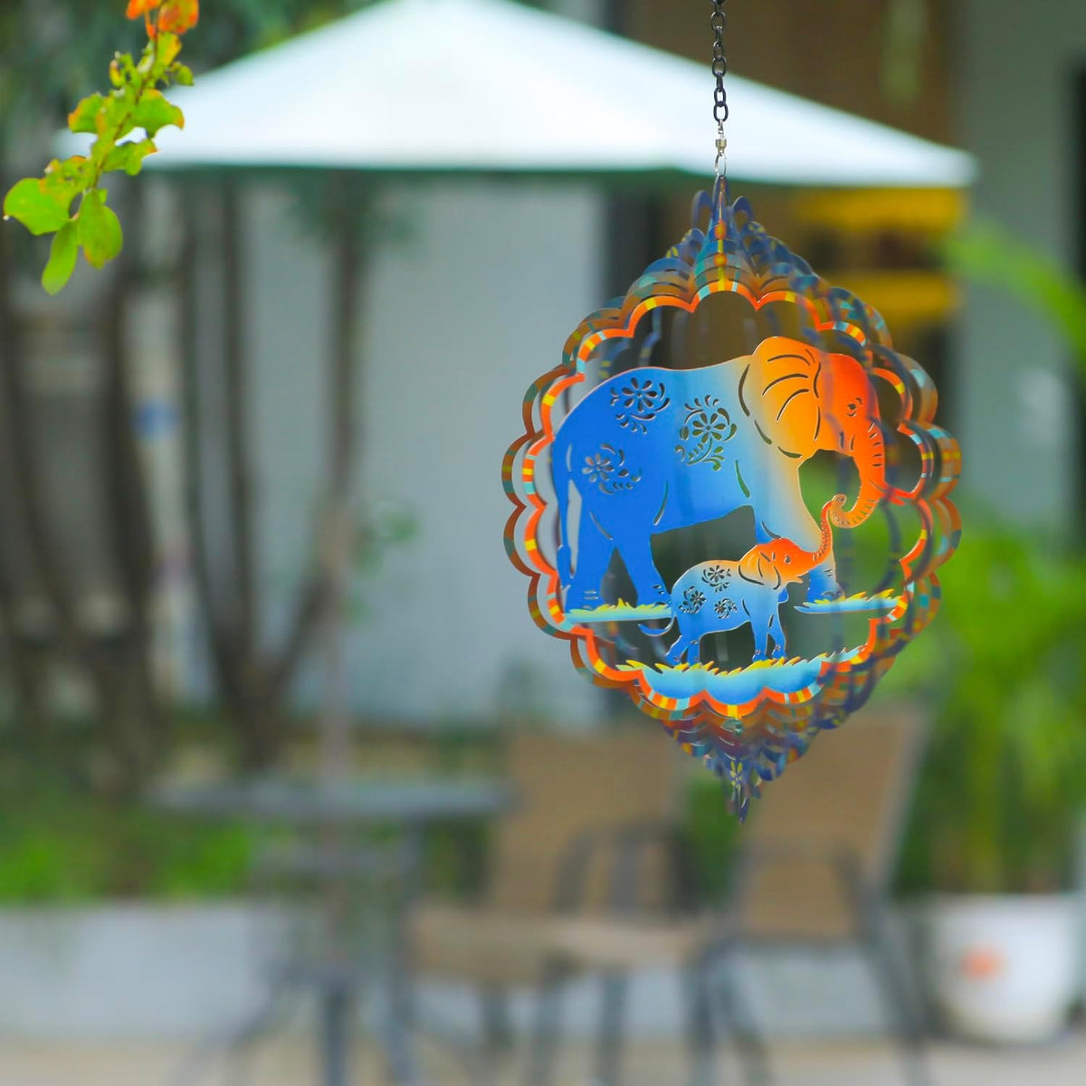 Elephant Wind Spinners Elephant Gifts for Women/Men 12 inch 3D Stainless Steel Hanging Wind Spinner