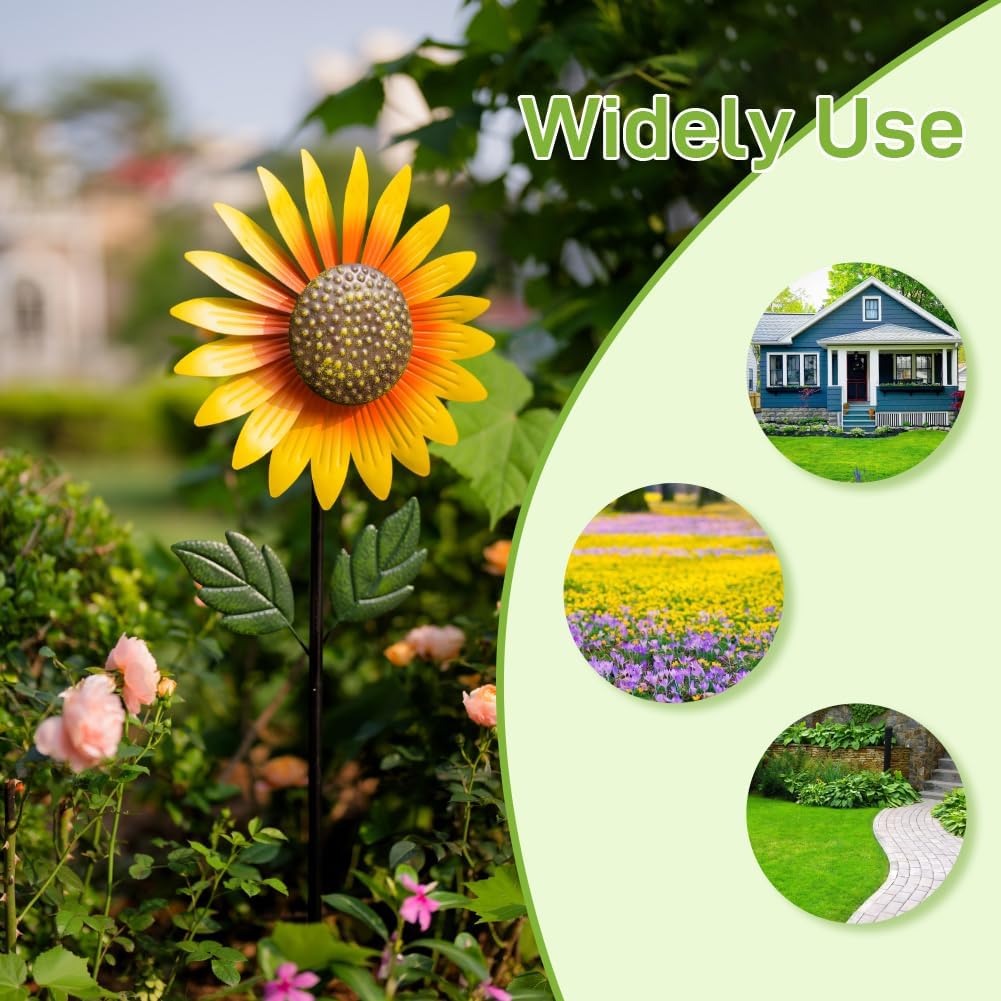 Yard Wind Spinner Outdoor,Garden Wind Spinners & Wind Sculptures,Sunflower Windmills Lawn