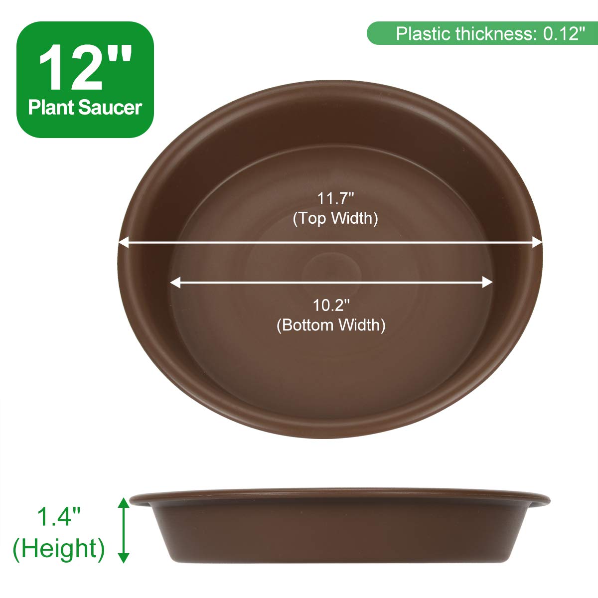 Plant Saucer 12 inch, Heavy Large Planter Durable Thicker Plastic Plant Trays for Indoors and