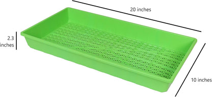 SUNPACK 10" x 20" Heavy Duty Mesh Plastic Seed Starting Tray, Green, 2.3" - Ensures Water Drainage
