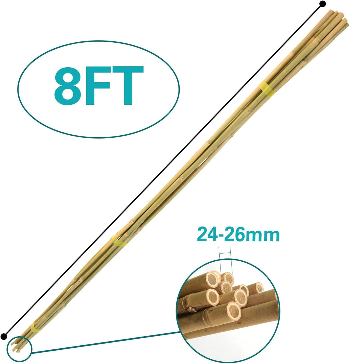 Bamboo Stakes 8 Feet, 96 inch Garden Stakes Multi-Purpose, Bamboo Plant Support Stakes for Tomatos