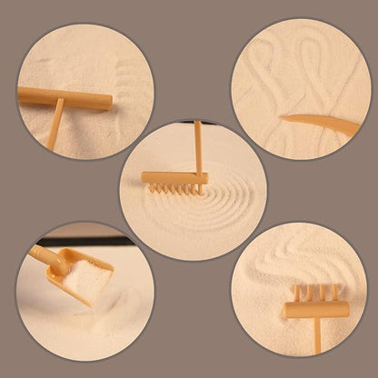 14" x 10" Large Japanese Zen Garden Kit for Desk – Includes 25+ Accessories: Sand Tray, Rake