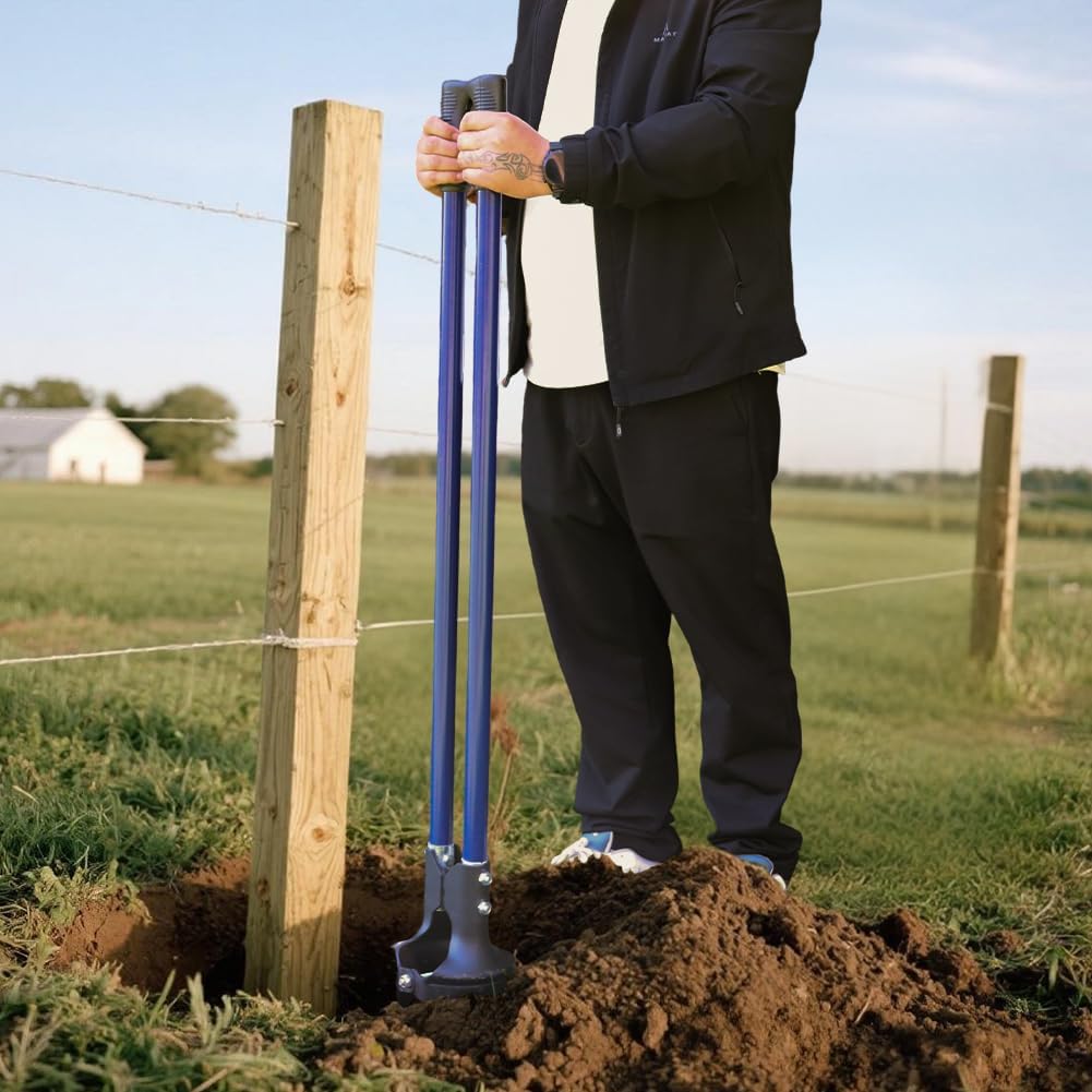 Heavy Duty Post Hole Digger for Fence Posts - Hole Digger with Fiberglass Handle, Durable Soil