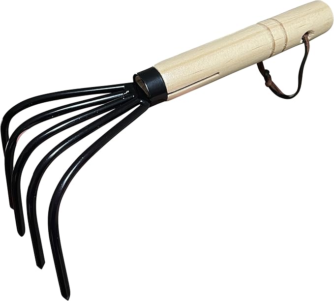 Garden Guru Hand Rake Cultivator Claw Soil Tiller - Military Grade Steel - Rust Resistant - 5 Tine
