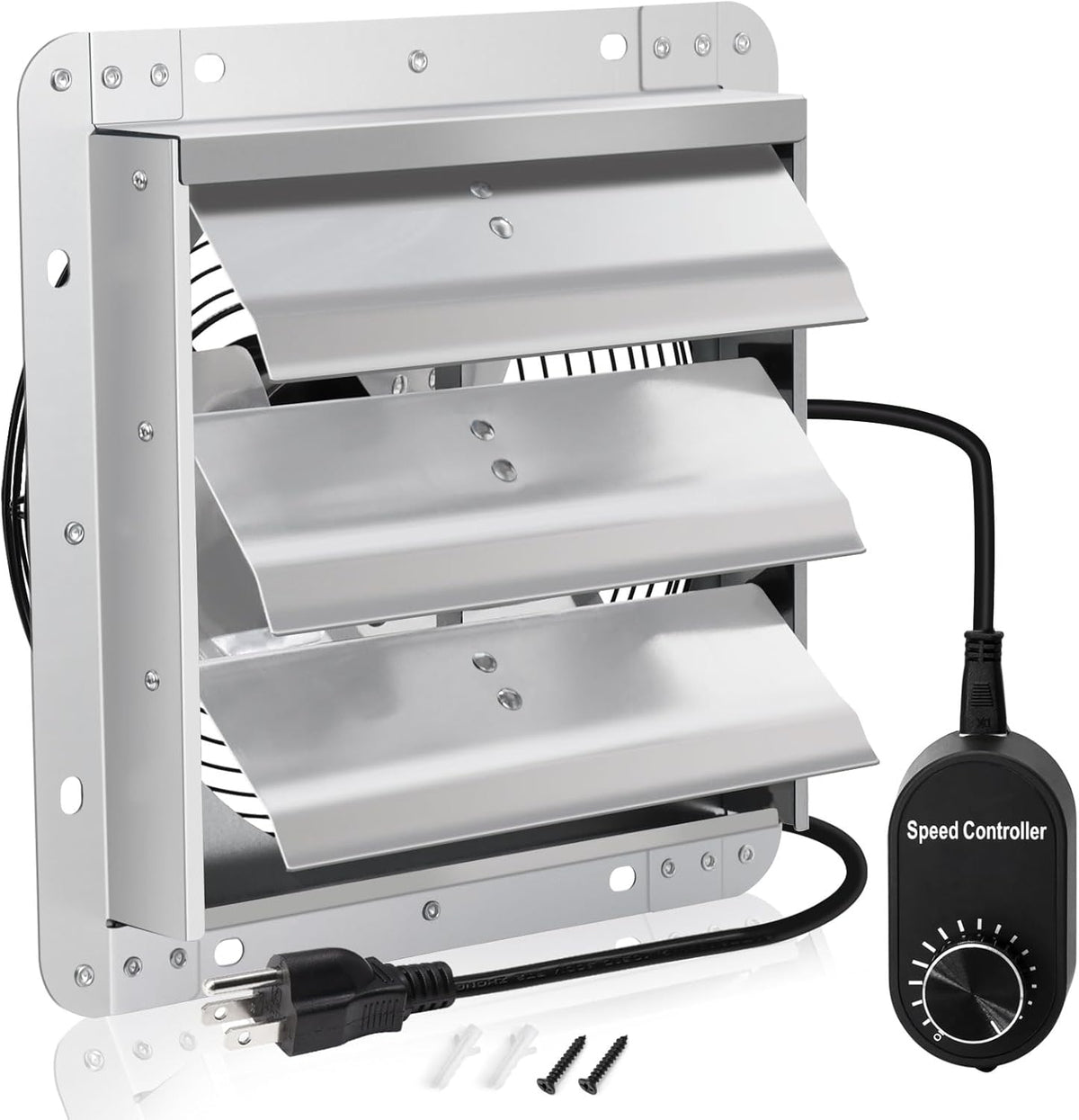 Criditpid 10 Inch Shutter Exhaust Fan with Speed Controller and Power Cord, 820 CFM 1650 RPM Wall