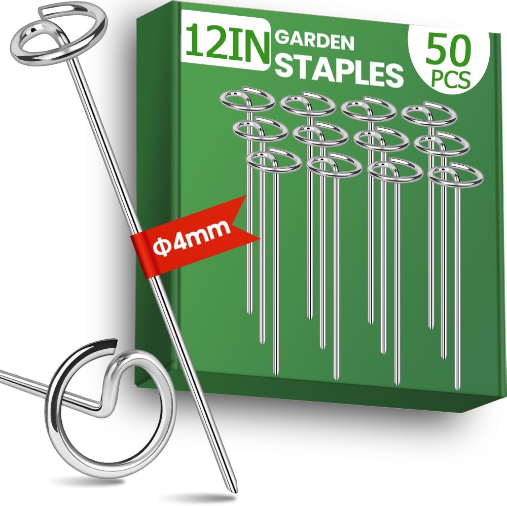 12in Landscape Fabric Pins, Bold 8 Gauge Galvanized Steel Garden Staples, Tent Stakes Landscape