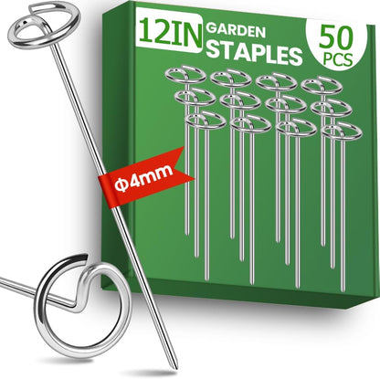 12in Landscape Fabric Pins, Bold 8 Gauge Galvanized Steel Garden Staples, Tent Stakes Landscape
