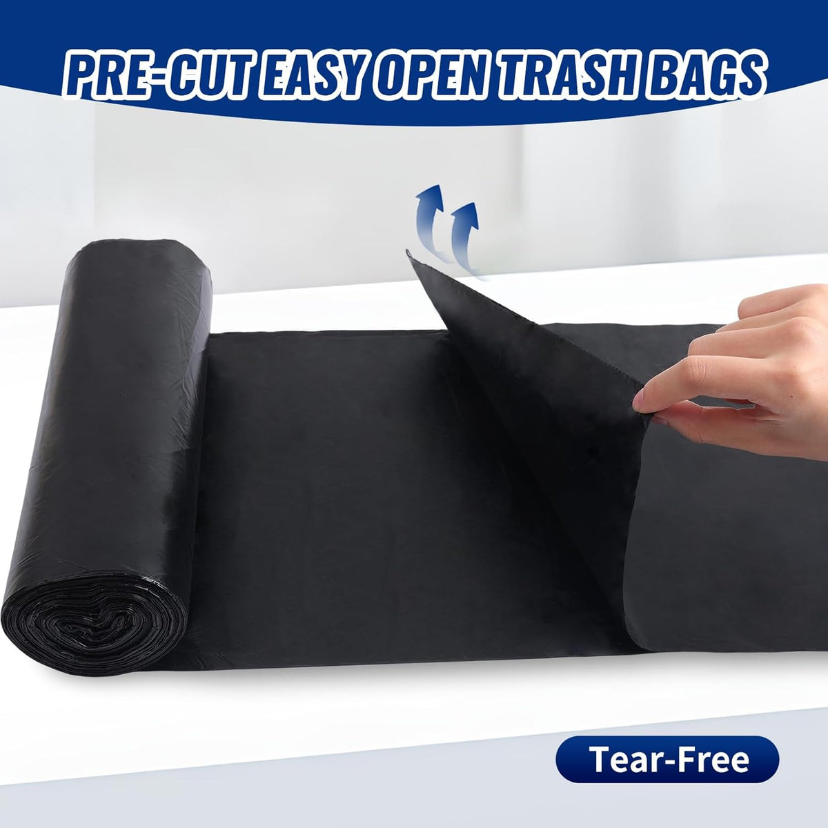 120 Count 55-60 Gallon Trash Bags, Tear-Free Large Black Garbage Bags for Kitchen, Office, Outdoor
