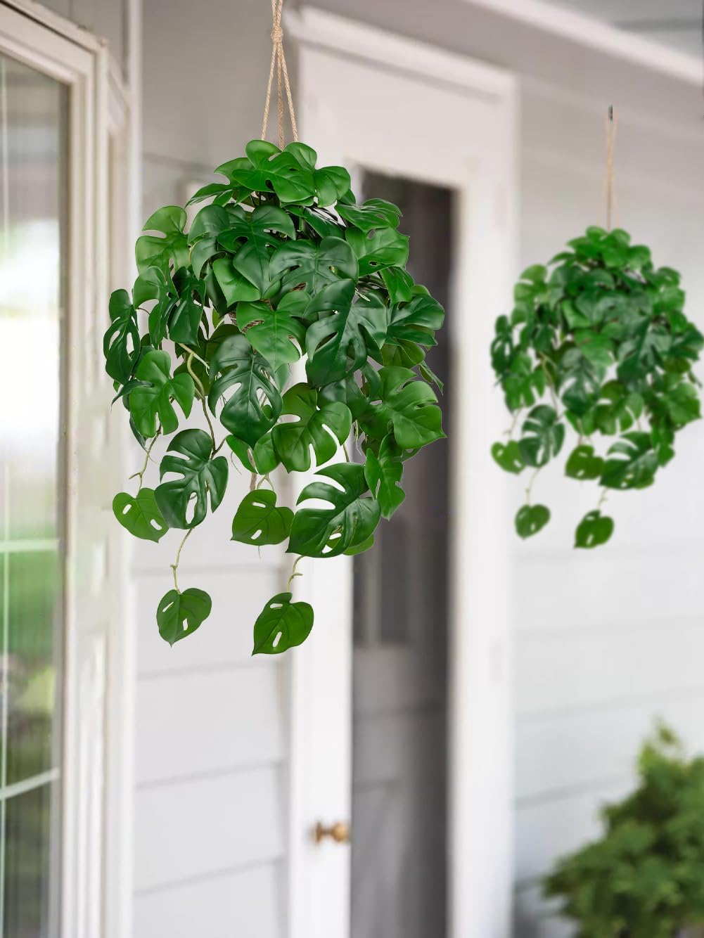 Large Fake Hanging Plants in Pot for Indoor & Outdoor, Long Artificial Hanging Monstera Plants