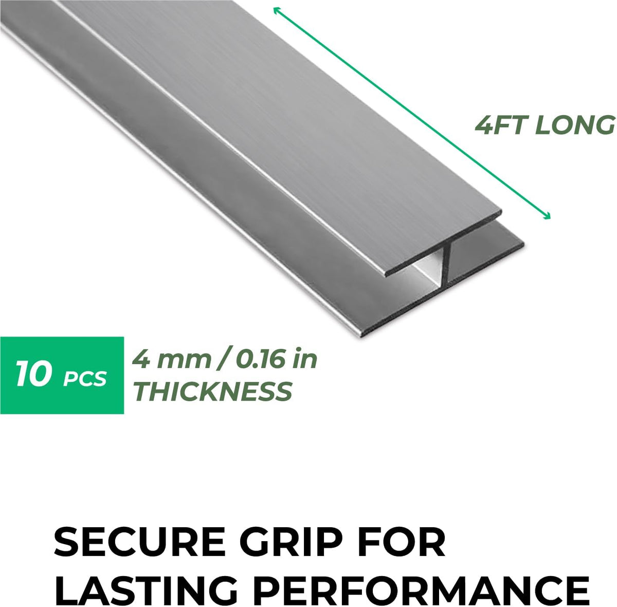 Aluminum H Connectors - Fits 4mm, 6mm, 8mm, or 10mm Twin-Wall Greenhouse Panels, Join 2 Pieces of