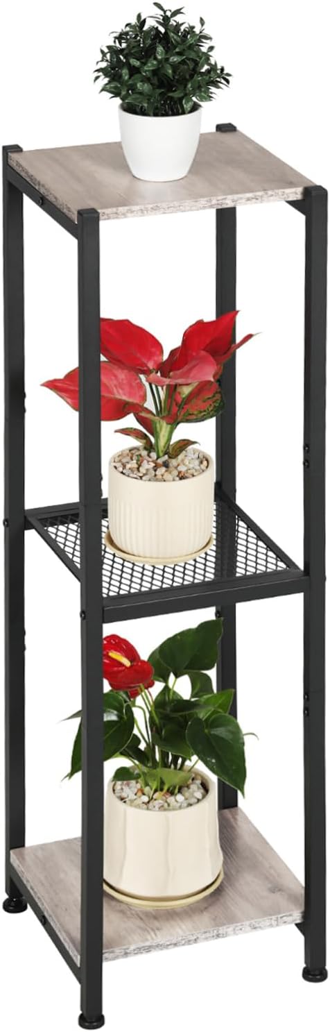 Extra Tall Plant Stand Indoor,40 Inch Plant Stands,3 Tier Metal Plant Stand with Heavy Duty Wood