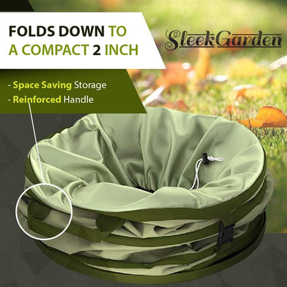 Collapsible -30 Gallon Canvas Garden Waste Bag -Pop-up Bucket Reusable Yard Leaf Bag Holder- Heavy