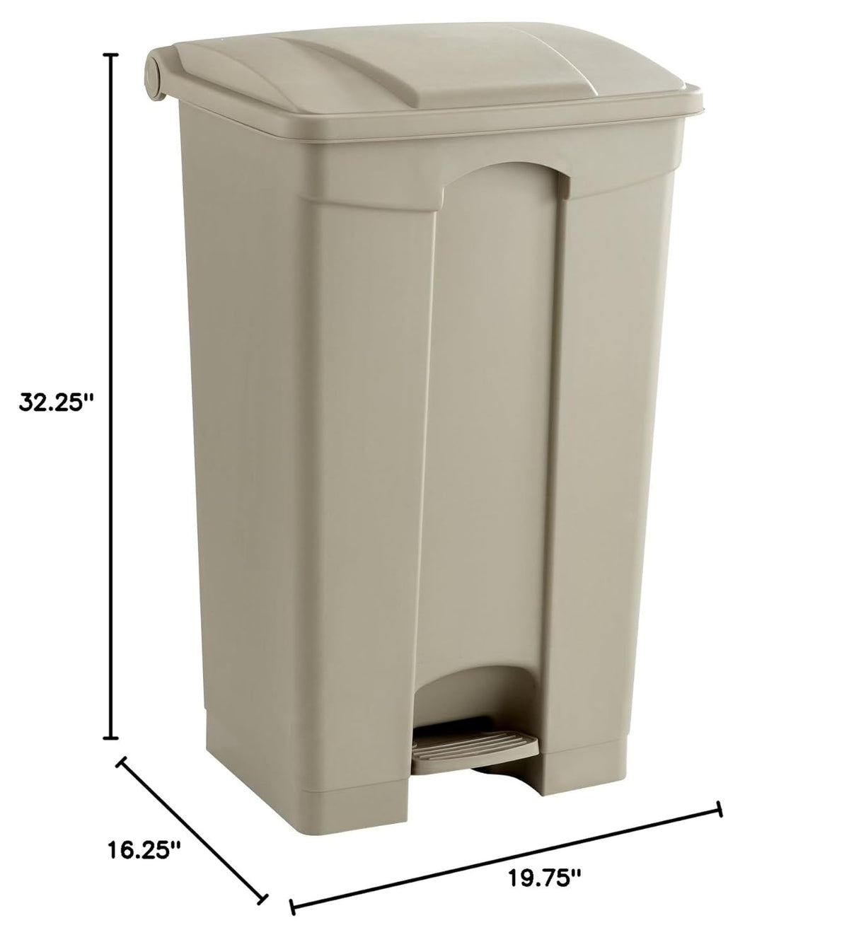 Safco Step On Plastic Trash Can with Foot Pedal, 23 Gallon Garbage Can for Kitchen, Indoor or