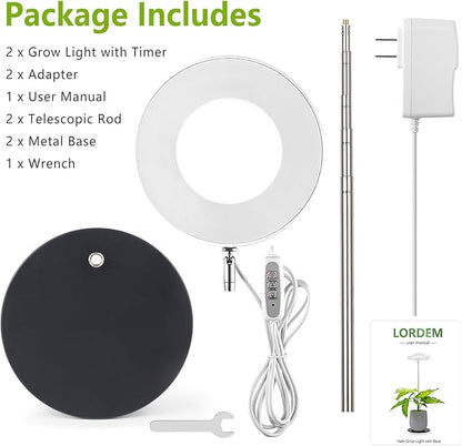LORDEM Grow Light, LED Plant Light for Indoor Plants Growing, Full Spectrum Desk Growth Lamp with